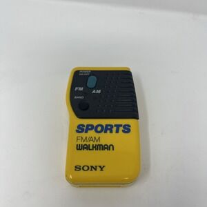 SONY FM/AM Sport Walkman‎ SRF-8 Radio Yellow Vintage Tested Working